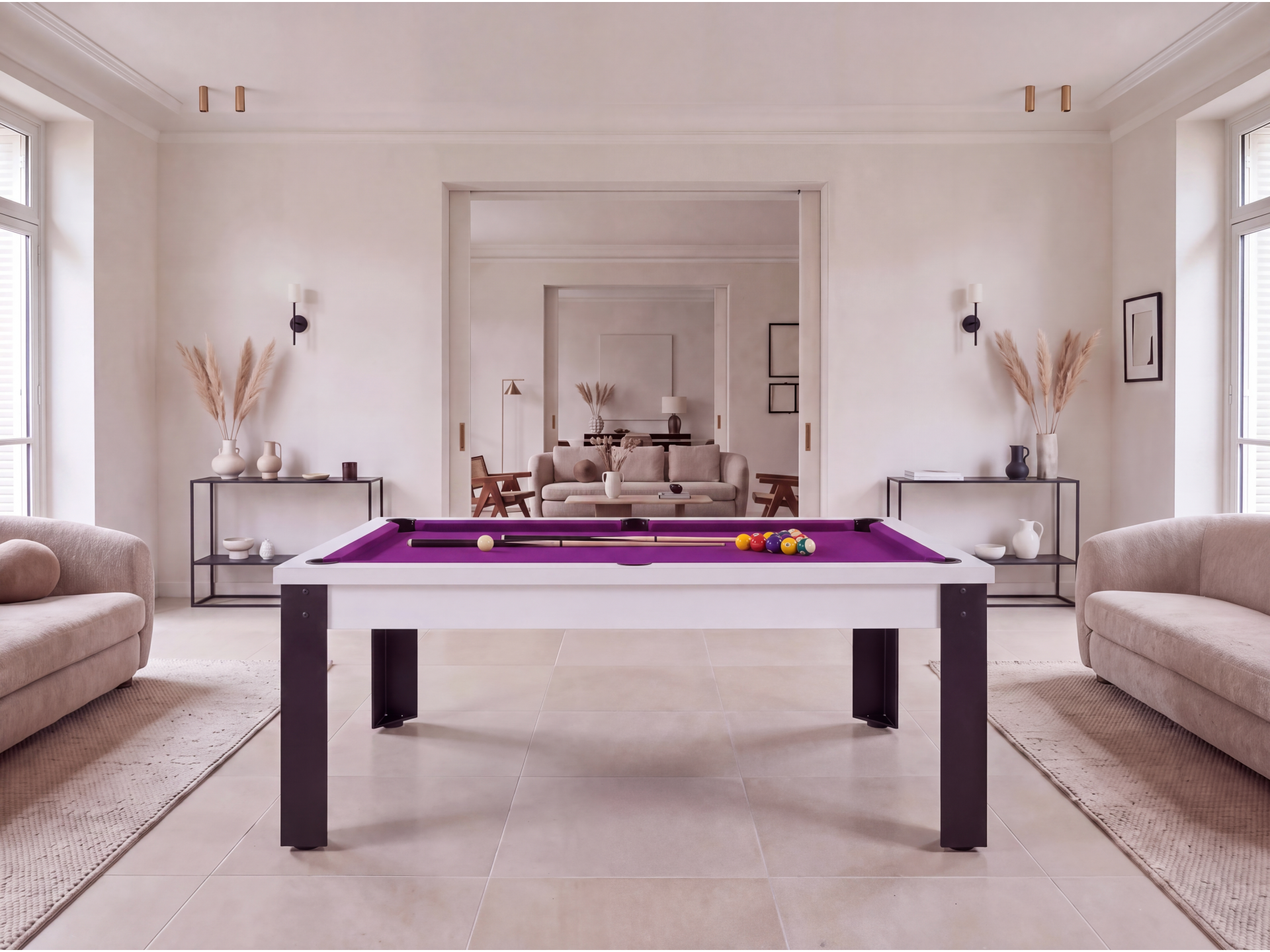 Table billard convertible avec pieds métalliques : Rio