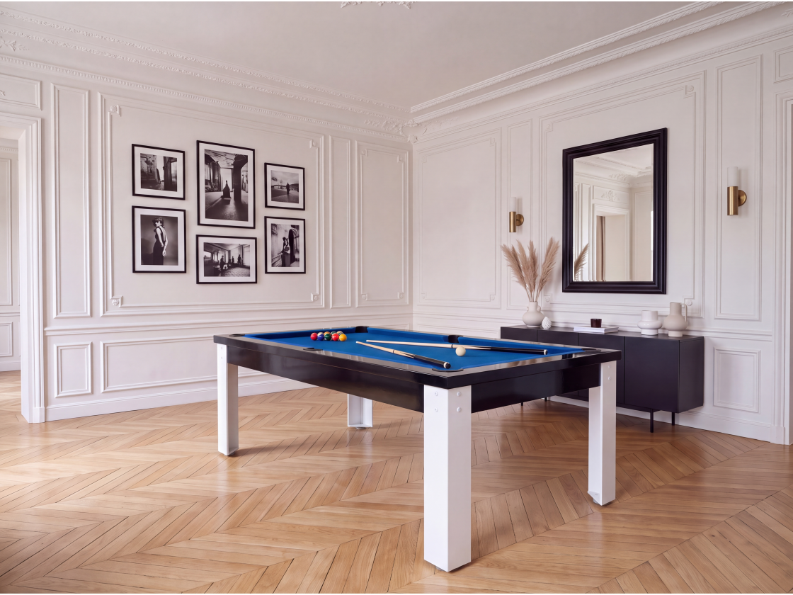 Table billard convertible industriel avec pieds métalliques