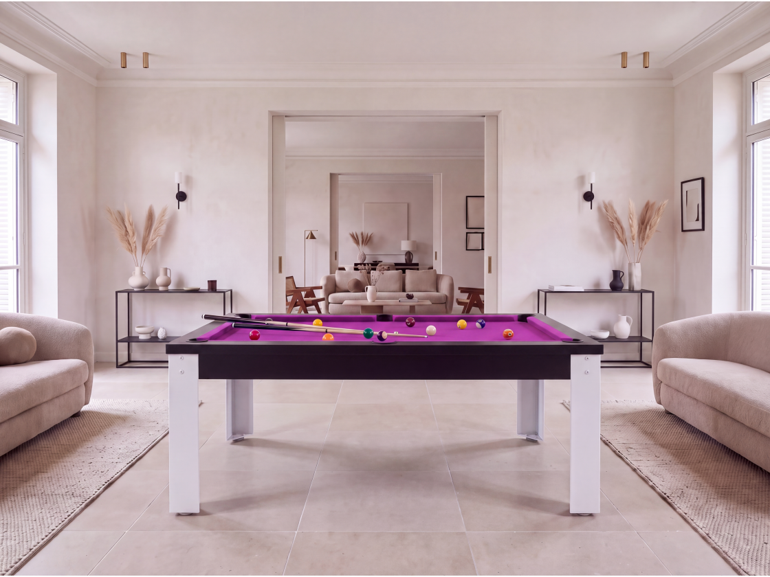Table billard convertible industriel avec pieds métalliques