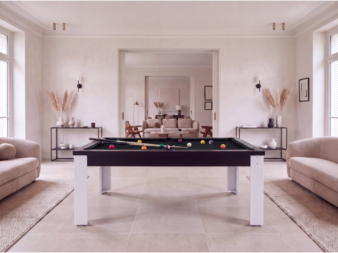 Table billard convertible industriel avec pieds métalliques