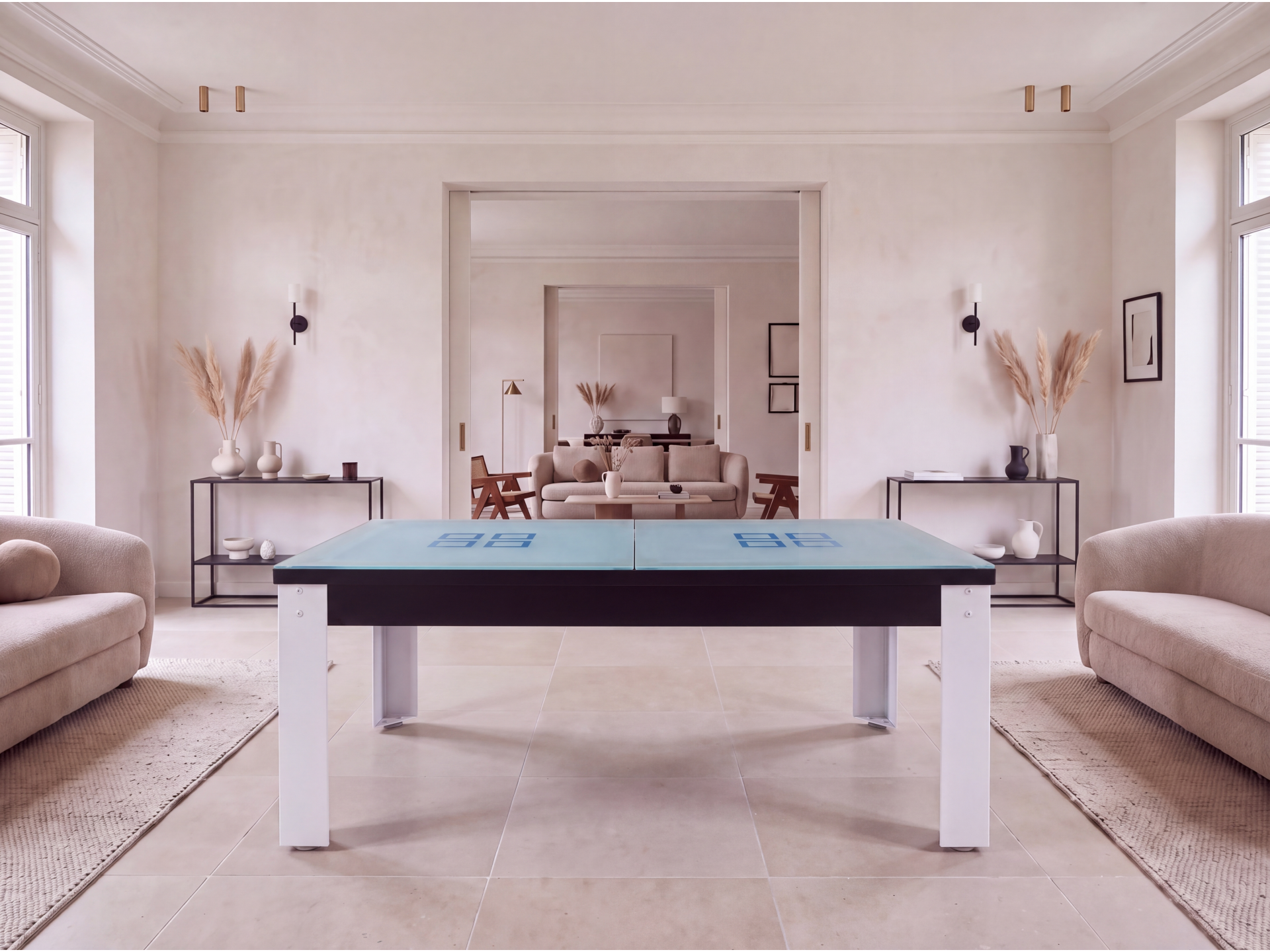Table billard convertible industriel avec pieds métalliques