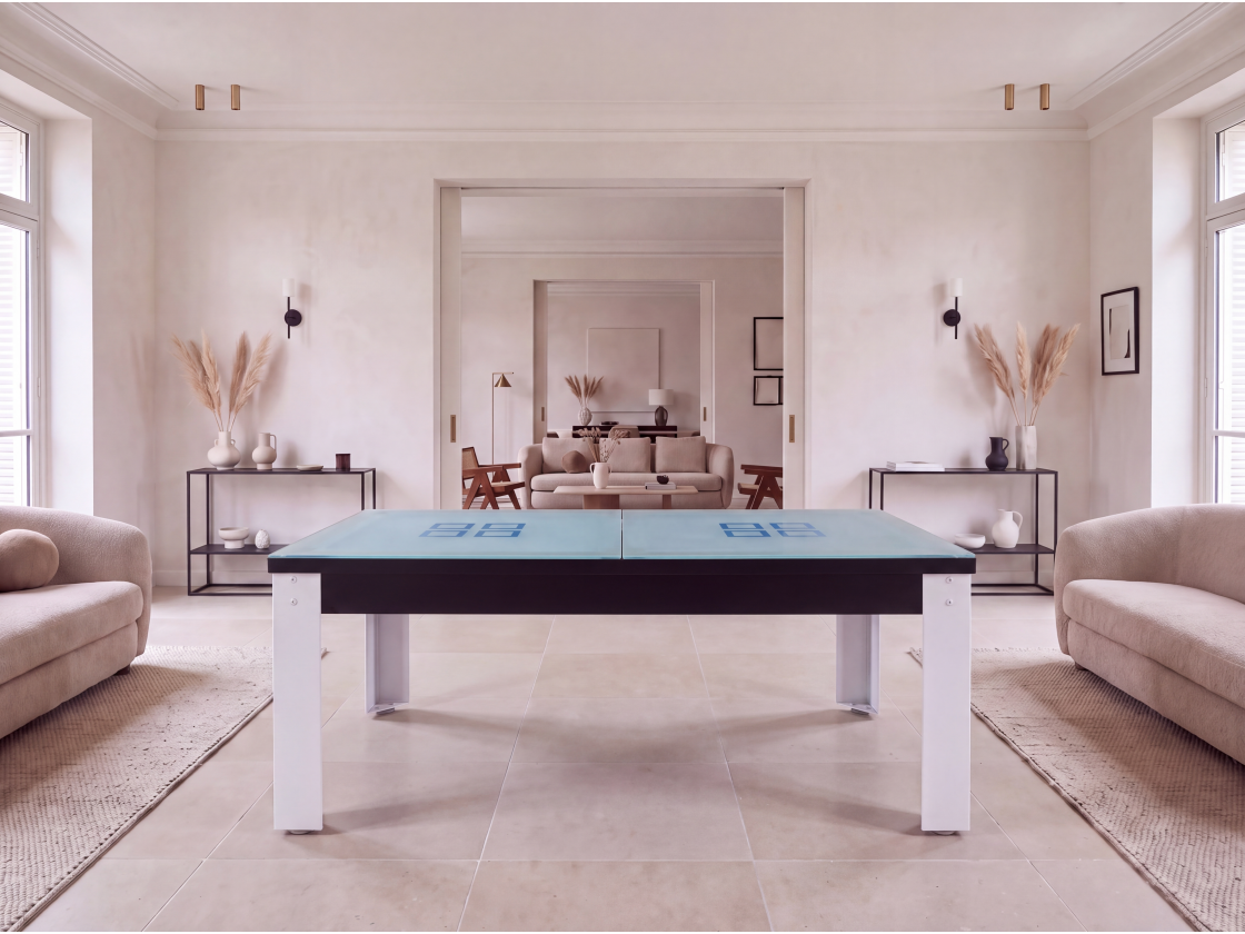 Table billard convertible industriel avec pieds métalliques