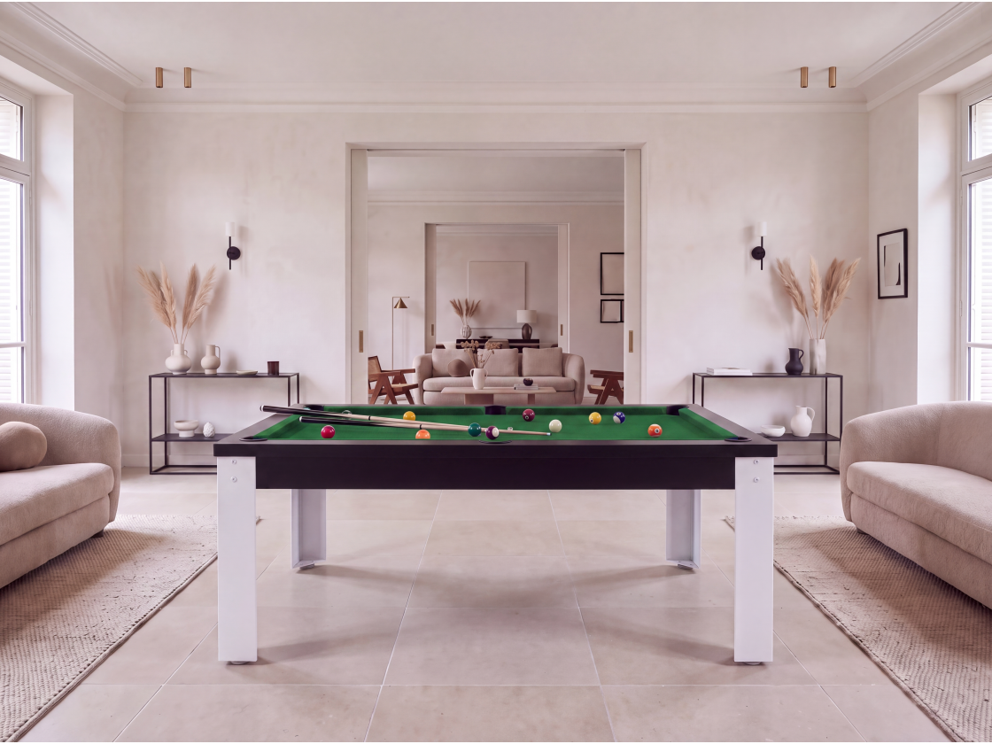 Table billard convertible industriel avec pieds métalliques