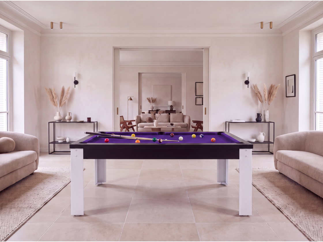 Table billard convertible industriel avec pieds métalliques