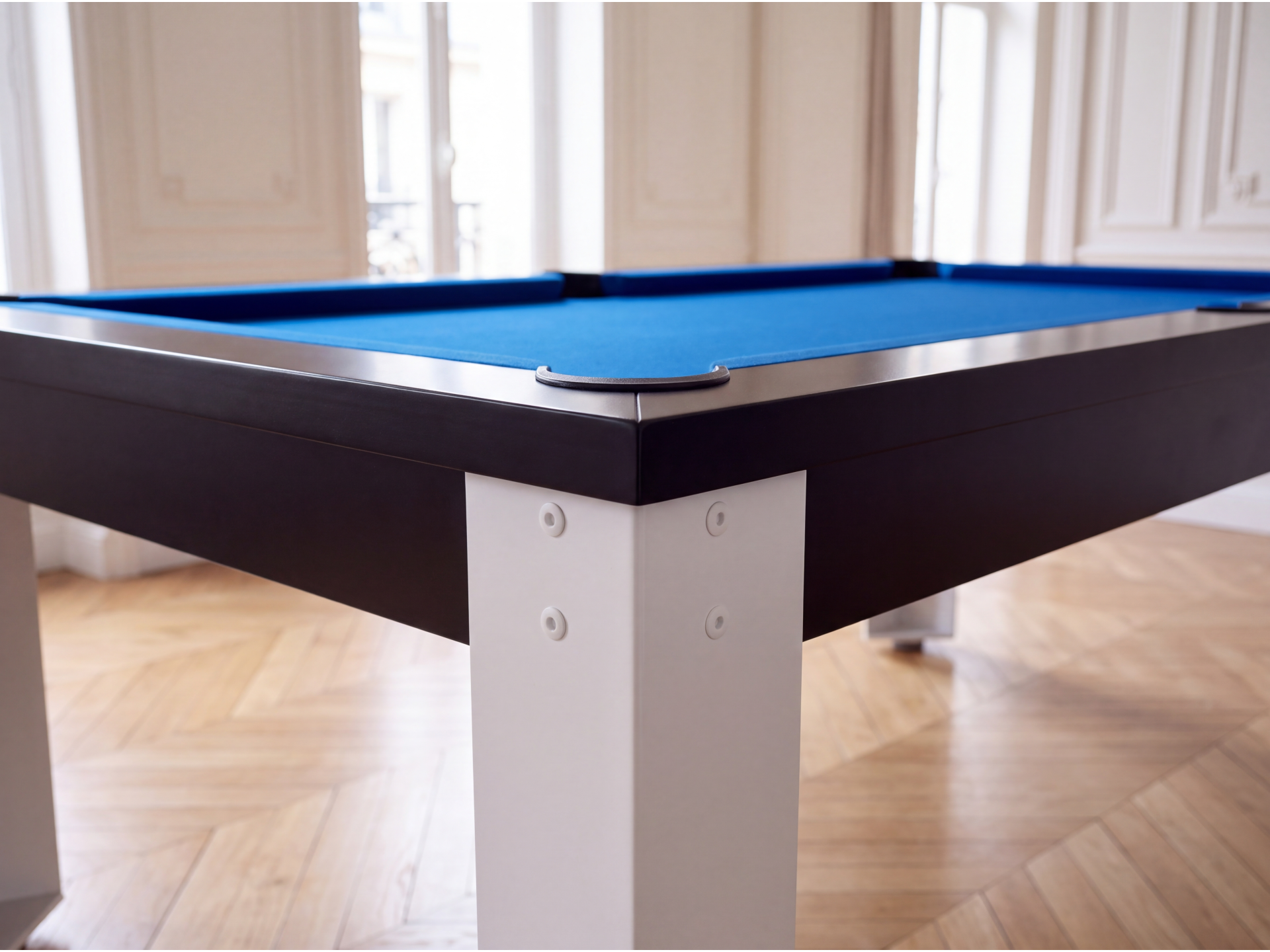 Table billard convertible industriel avec pieds métalliques