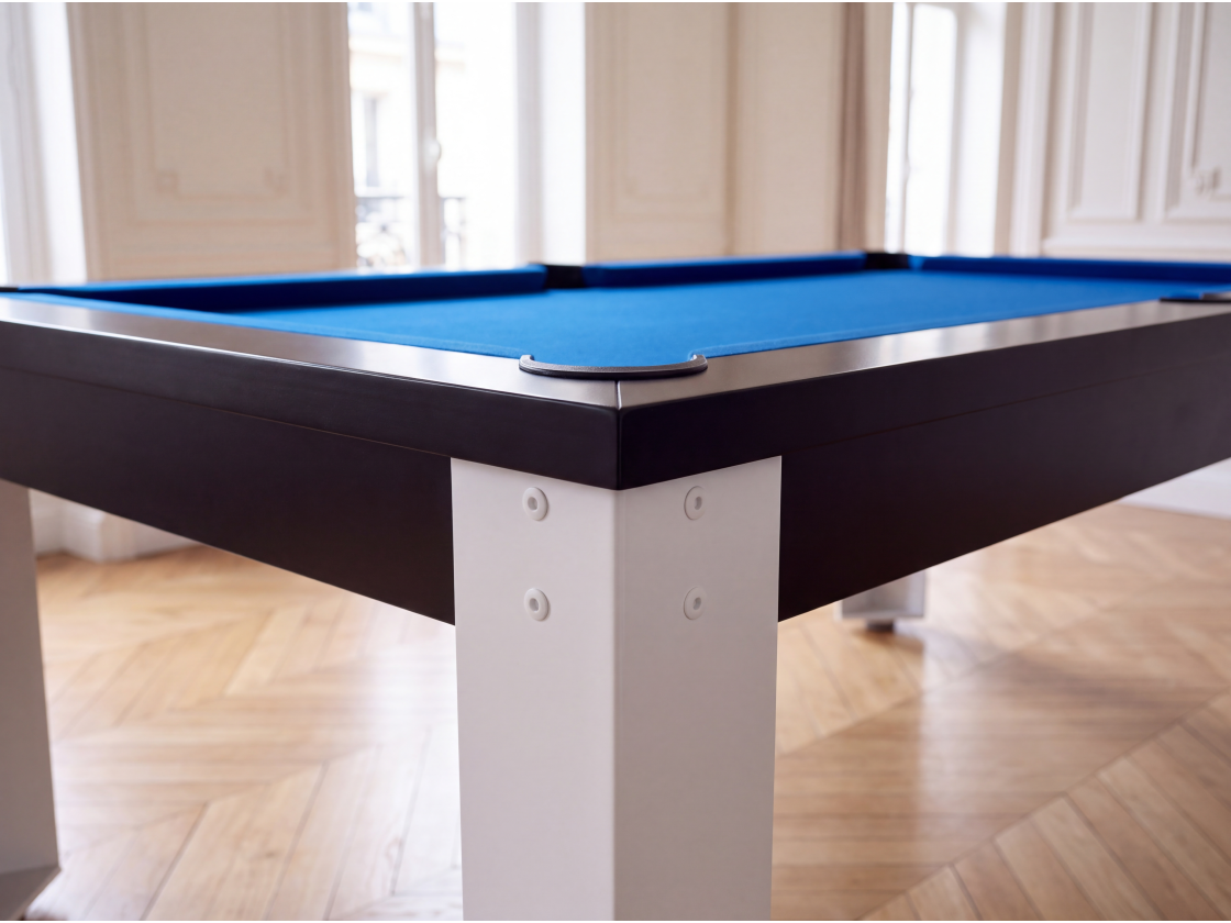 Table billard convertible industriel avec pieds métalliques