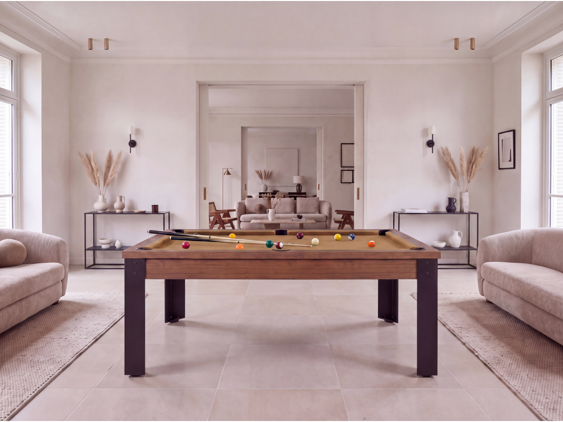 Table billard convertible, pieds métalliques couleur aux choix