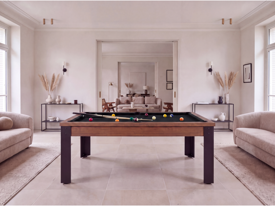 Table billard convertible, pieds métalliques couleur aux choix