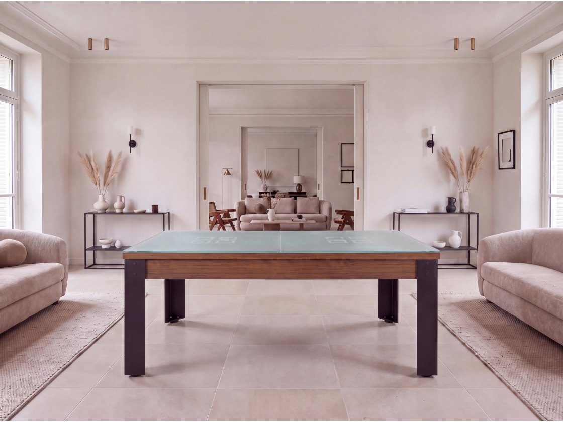 Table billard convertible, pieds métalliques couleur aux choix
