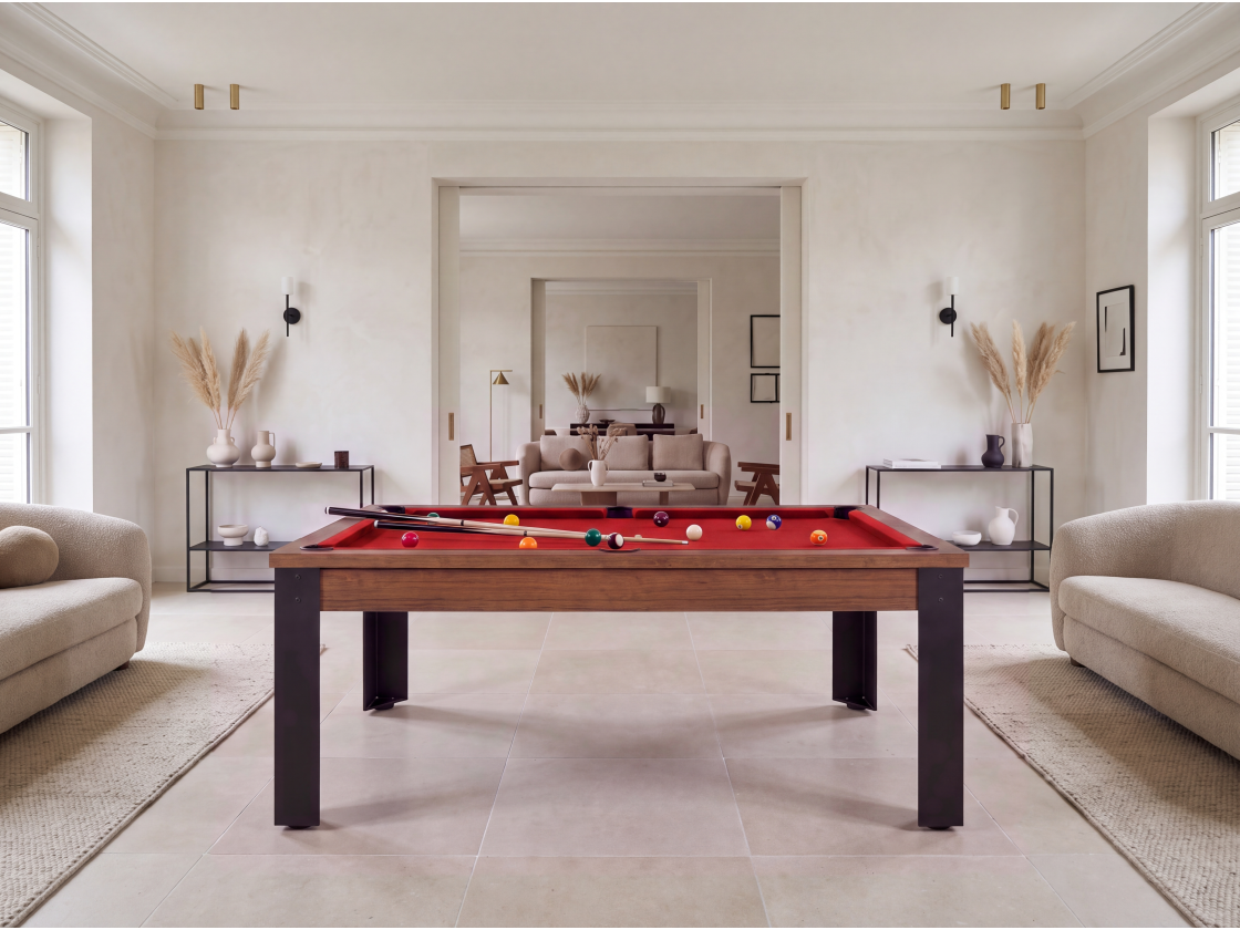 Table billard convertible, pieds métalliques couleur aux choix
