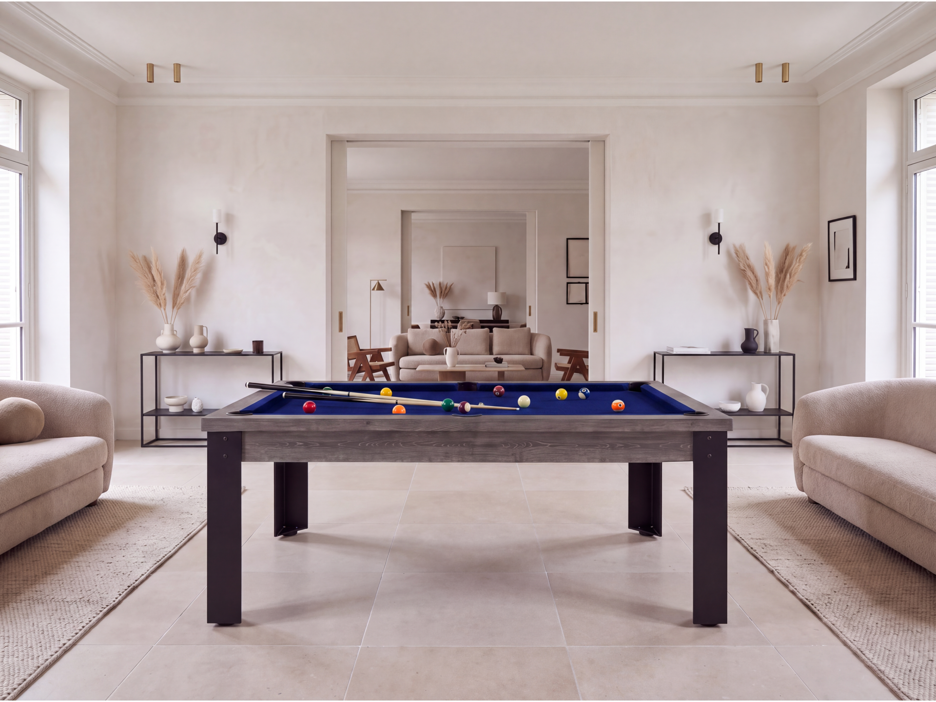 Table billard convertible américain, anglais, français - Bogota métallique