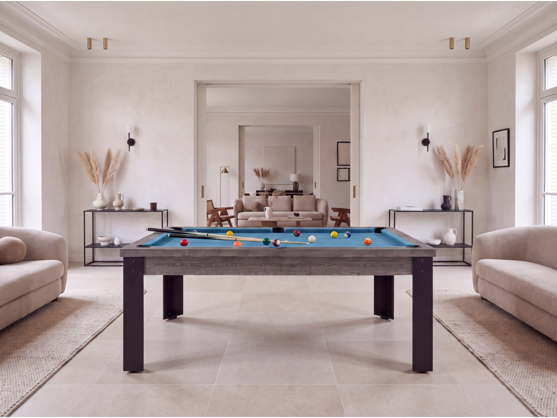 Table billard convertible américain, anglais, français - Bogota métallique