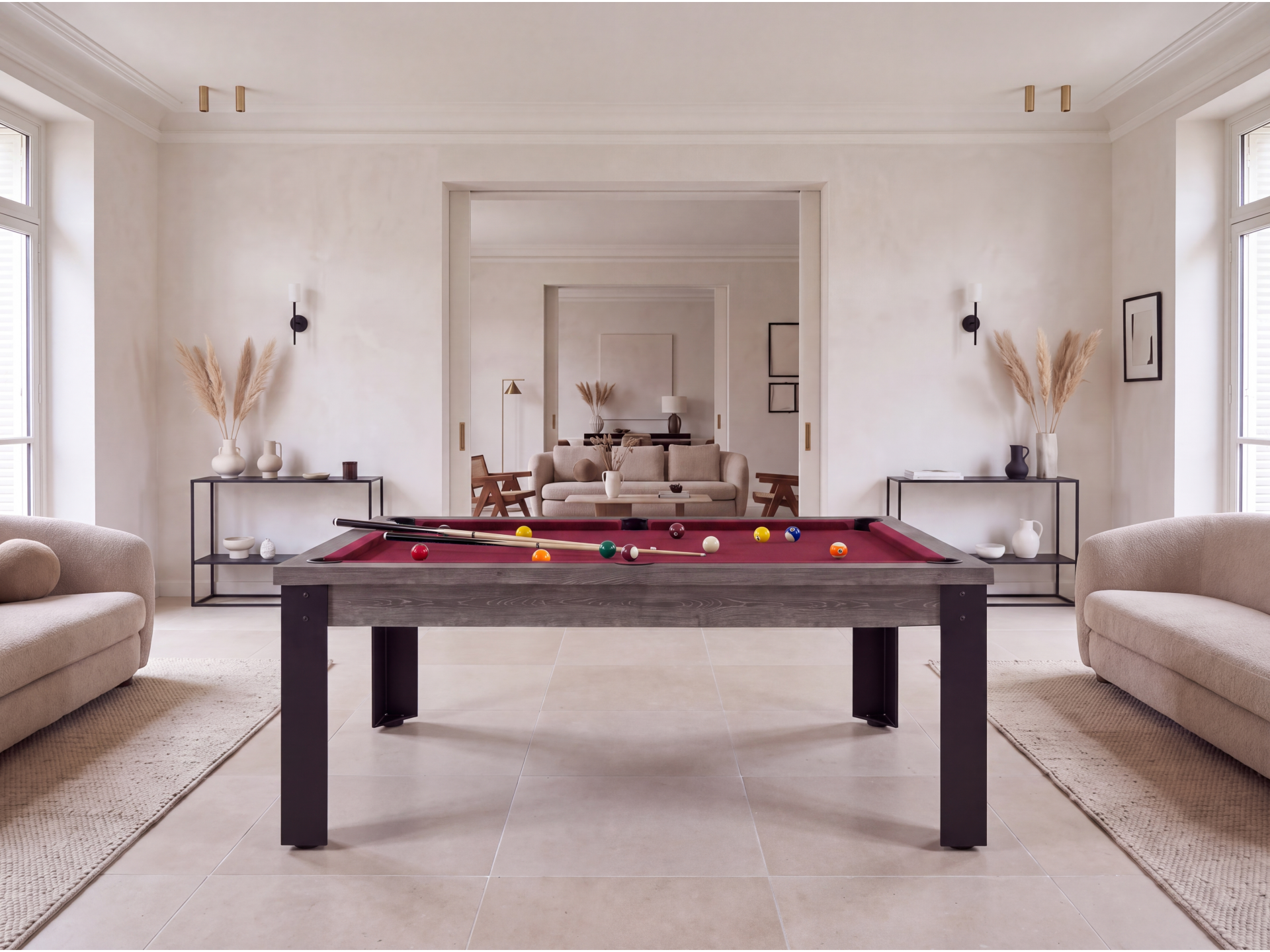 Table billard convertible américain, anglais, français - Bogota métallique