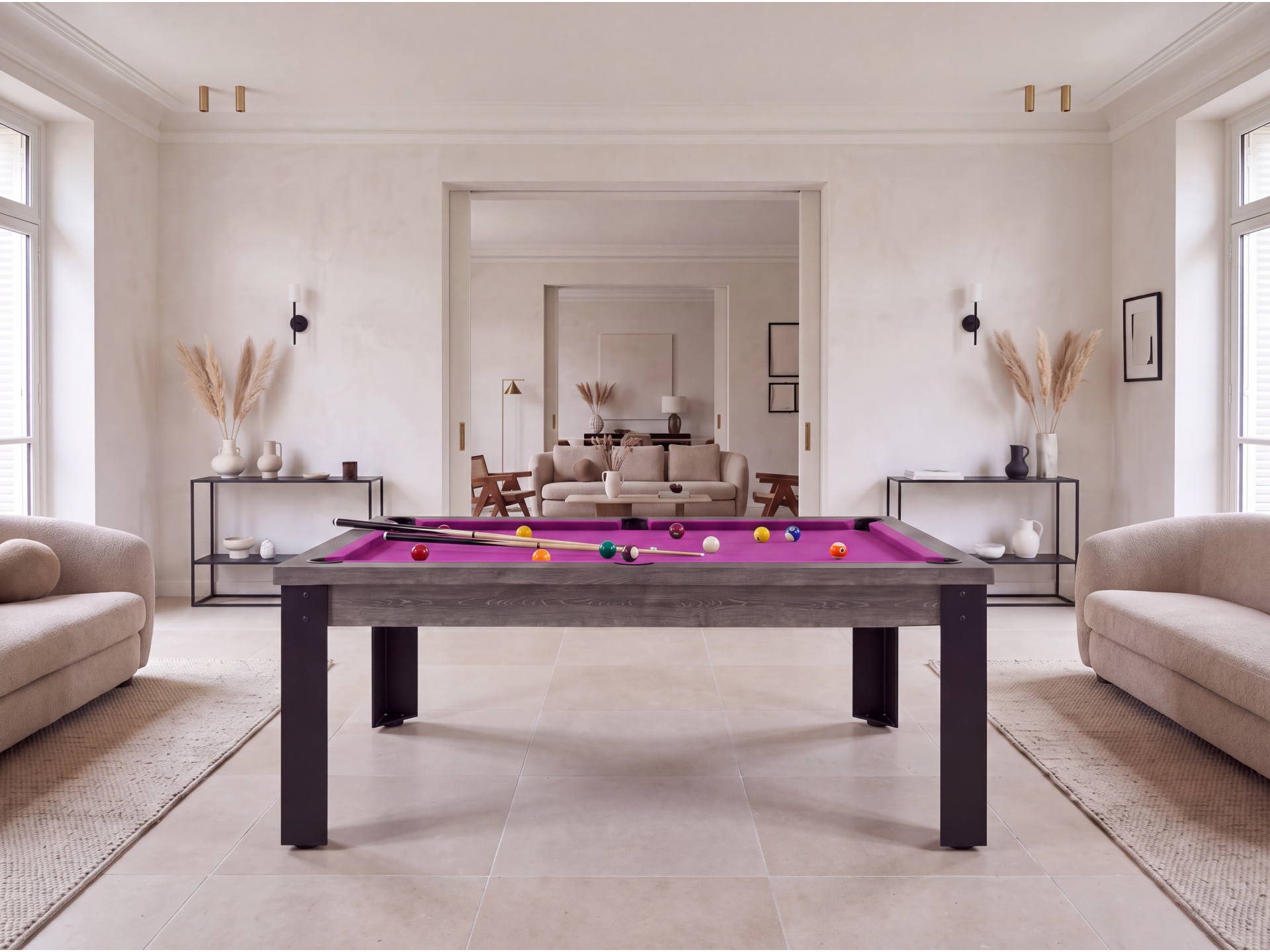 Table billard convertible américain, anglais, français - Bogota métallique