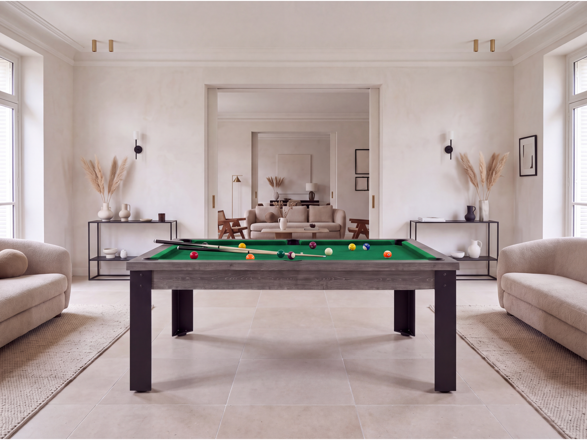 Table billard convertible américain, anglais, français - Bogota métallique