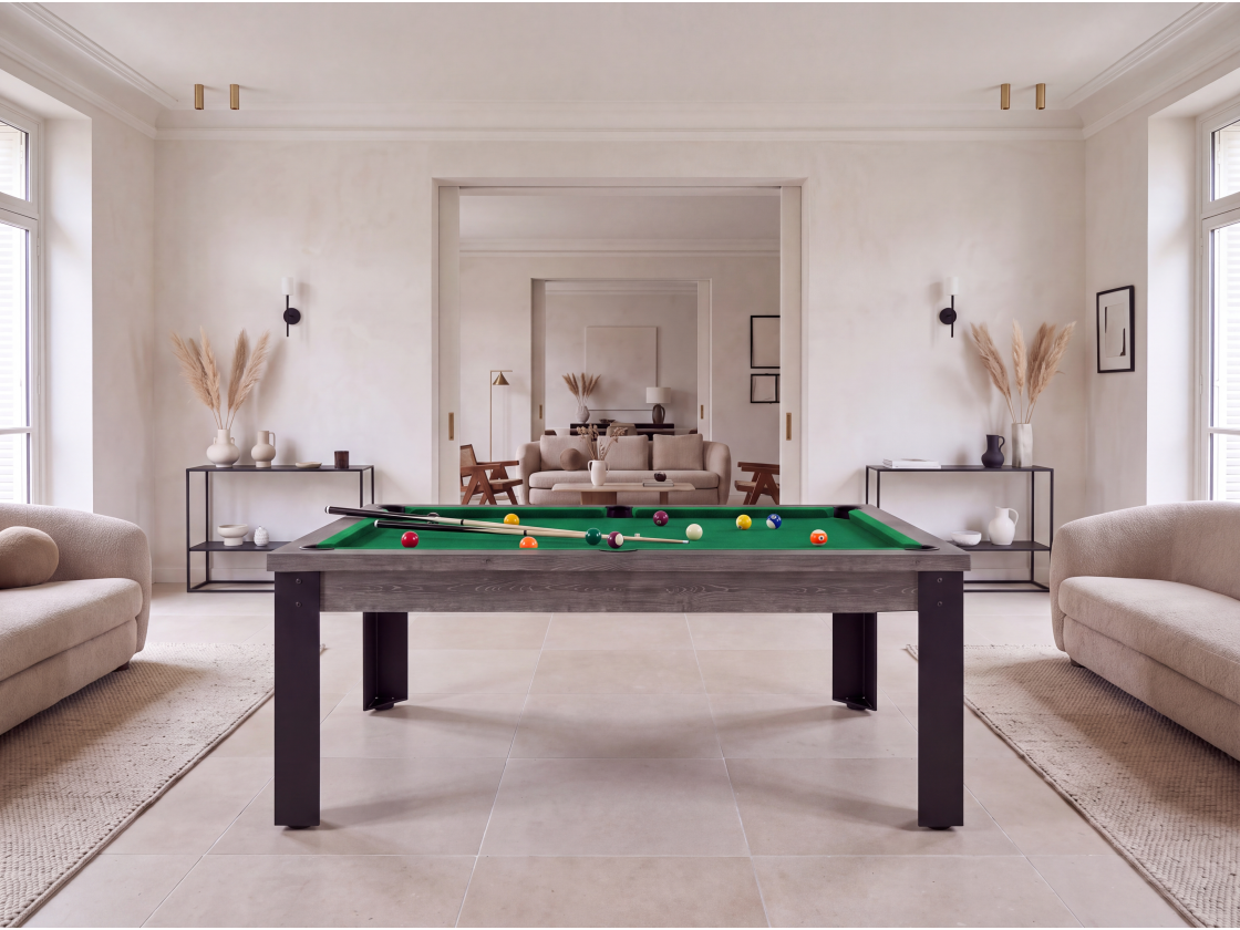 Table billard convertible américain, anglais, français - Bogota métallique