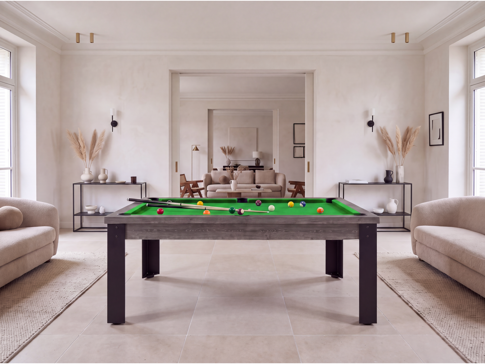 Table billard convertible américain, anglais, français - Bogota métallique