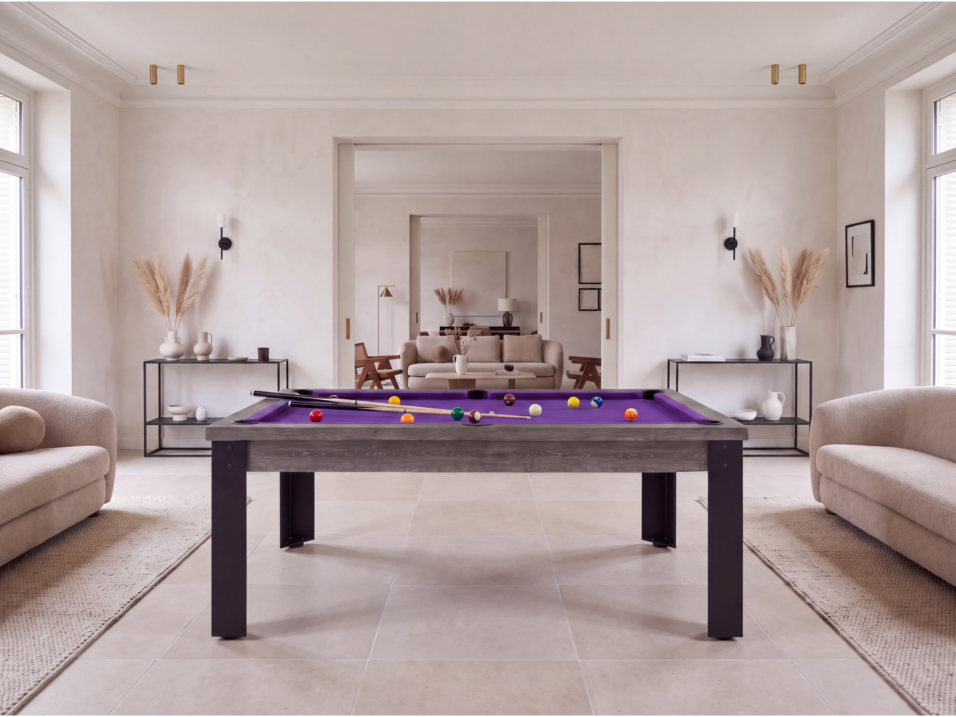Table billard convertible américain, anglais, français - Bogota métallique