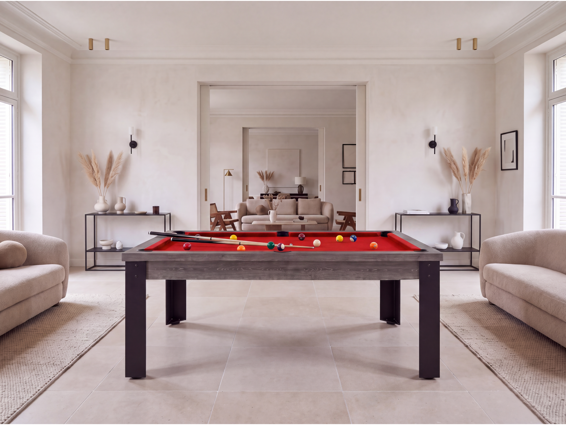 Table billard convertible américain, anglais, français - Bogota métallique