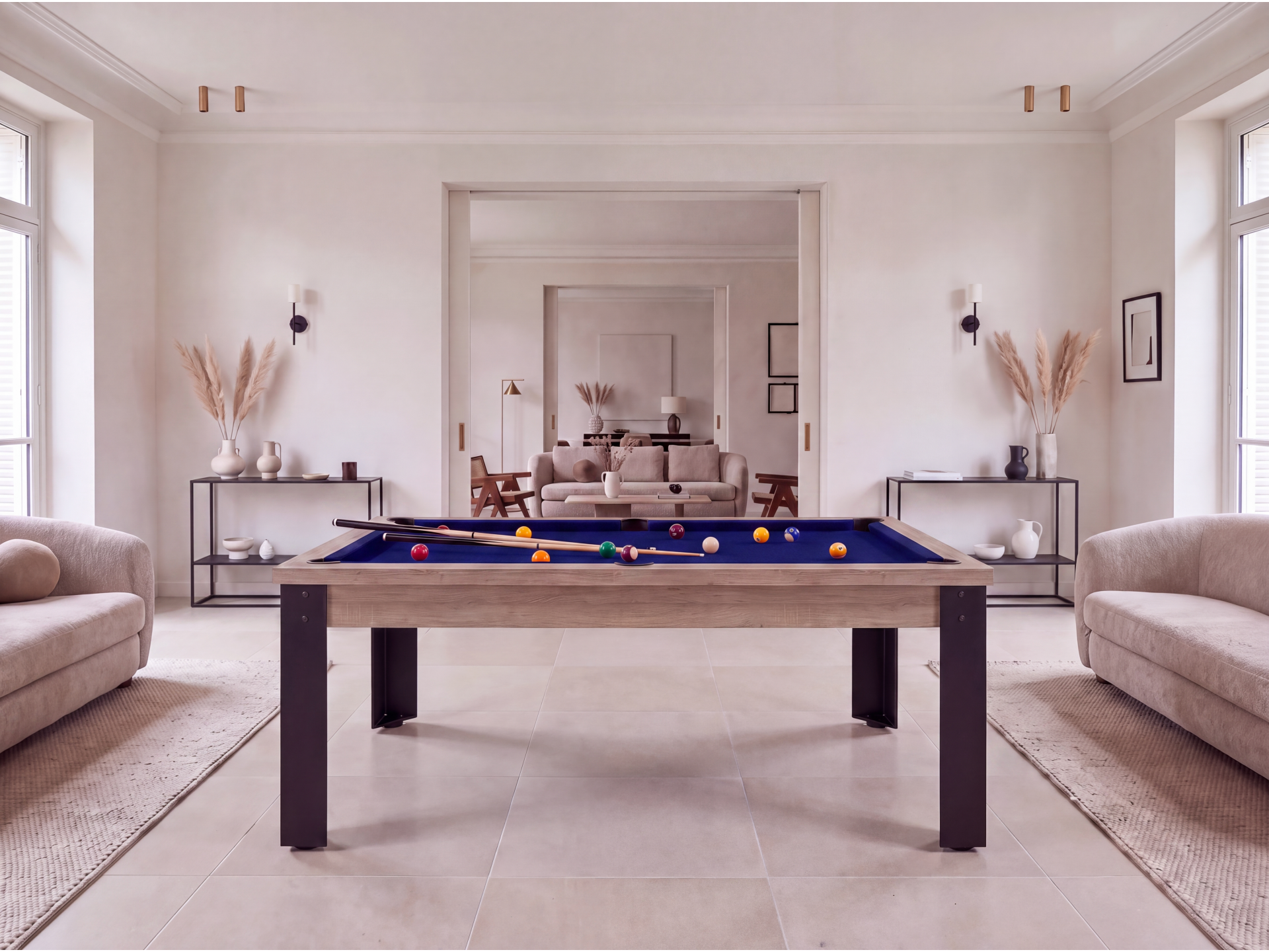 Table de billard convertible : Mendoza pieds métalliques