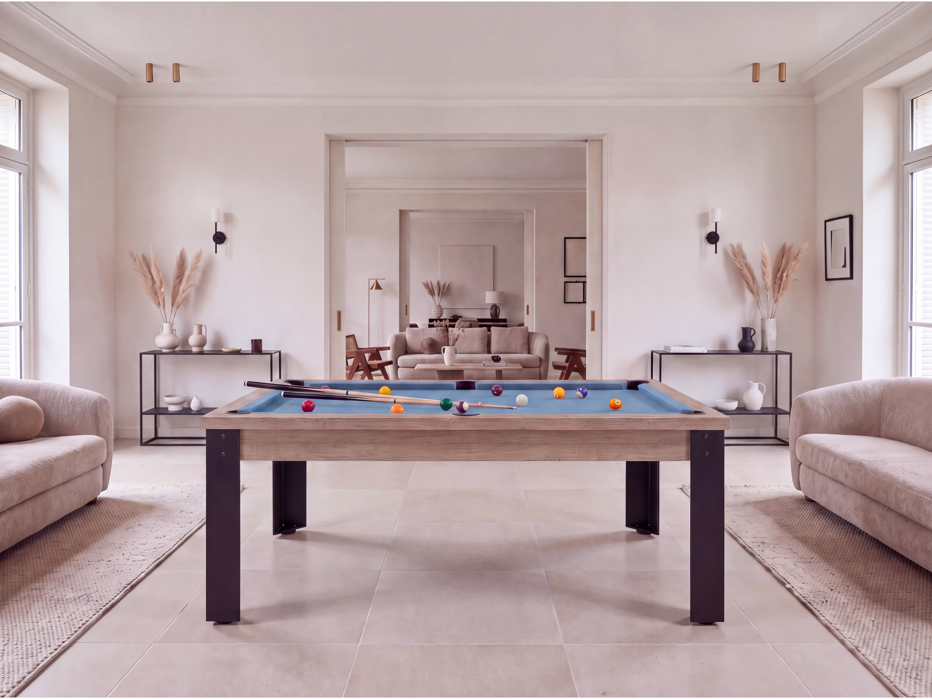 Table de billard convertible : Mendoza pieds métalliques