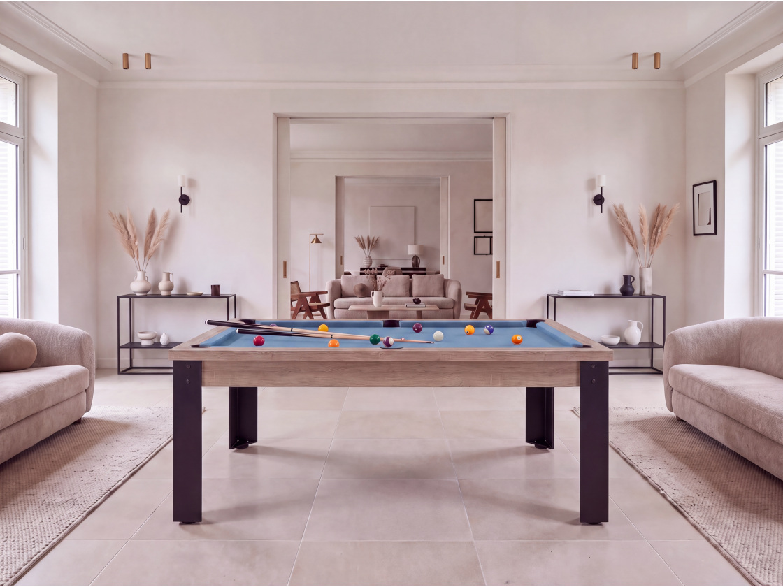 Table de billard convertible : Mendoza pieds métalliques