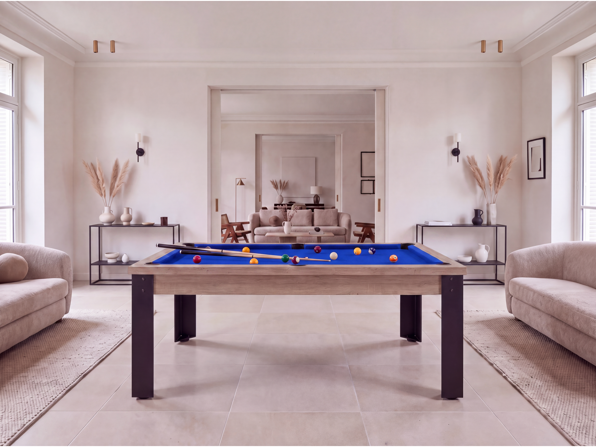 Table de billard convertible : Mendoza pieds métalliques