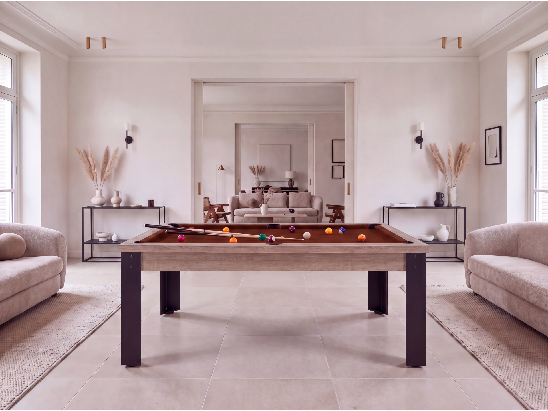 Table de billard convertible : Mendoza pieds métalliques