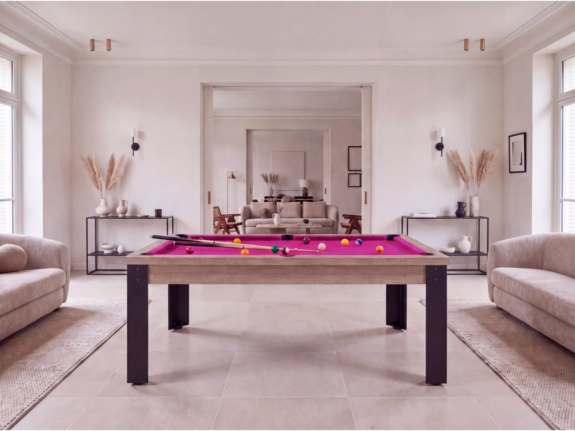 Table de billard convertible : Mendoza pieds métalliques