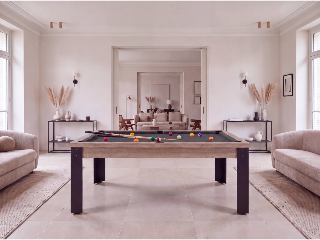 Table de billard convertible : Mendoza pieds métalliques
