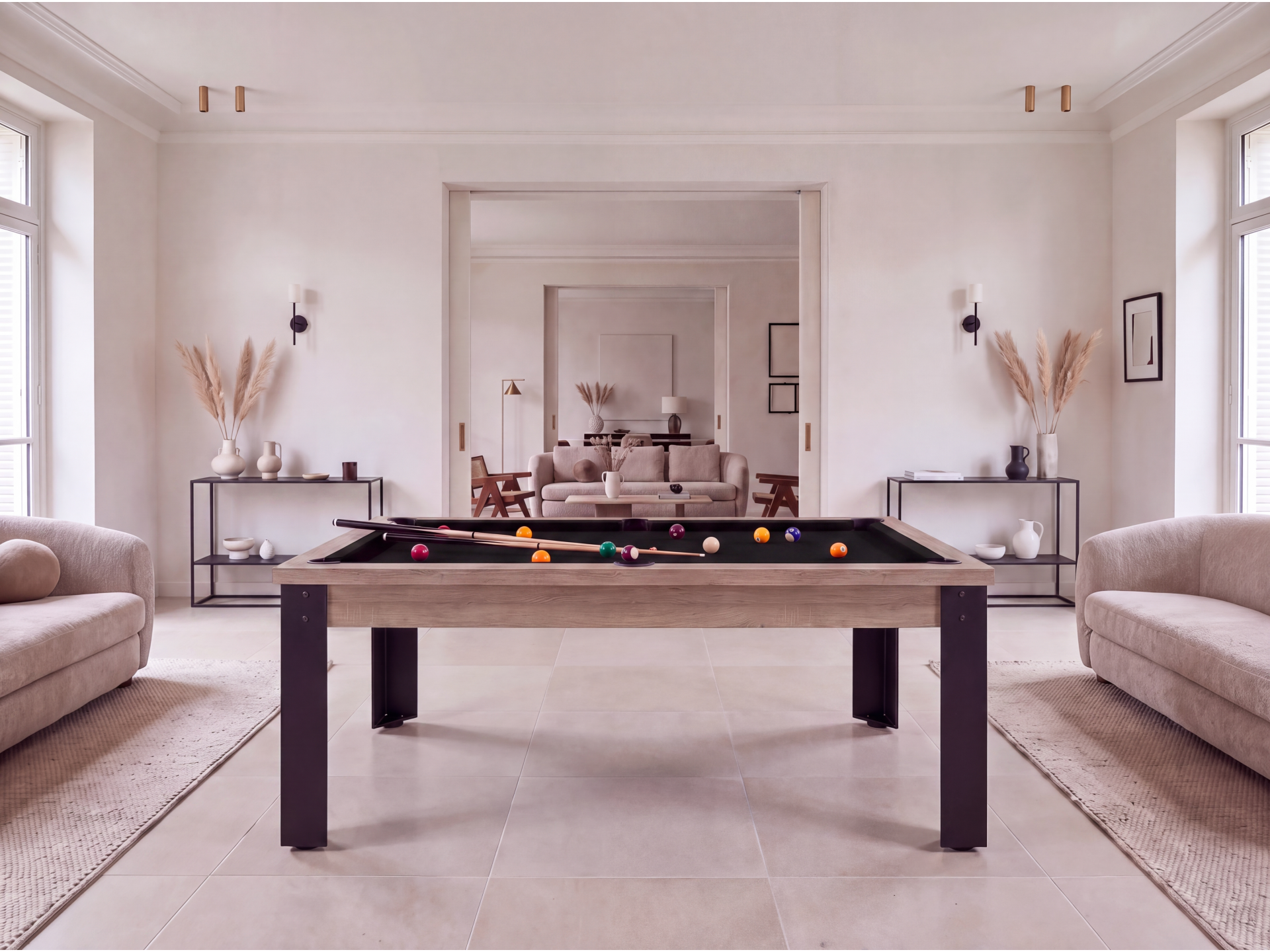 Table de billard convertible : Mendoza pieds métalliques