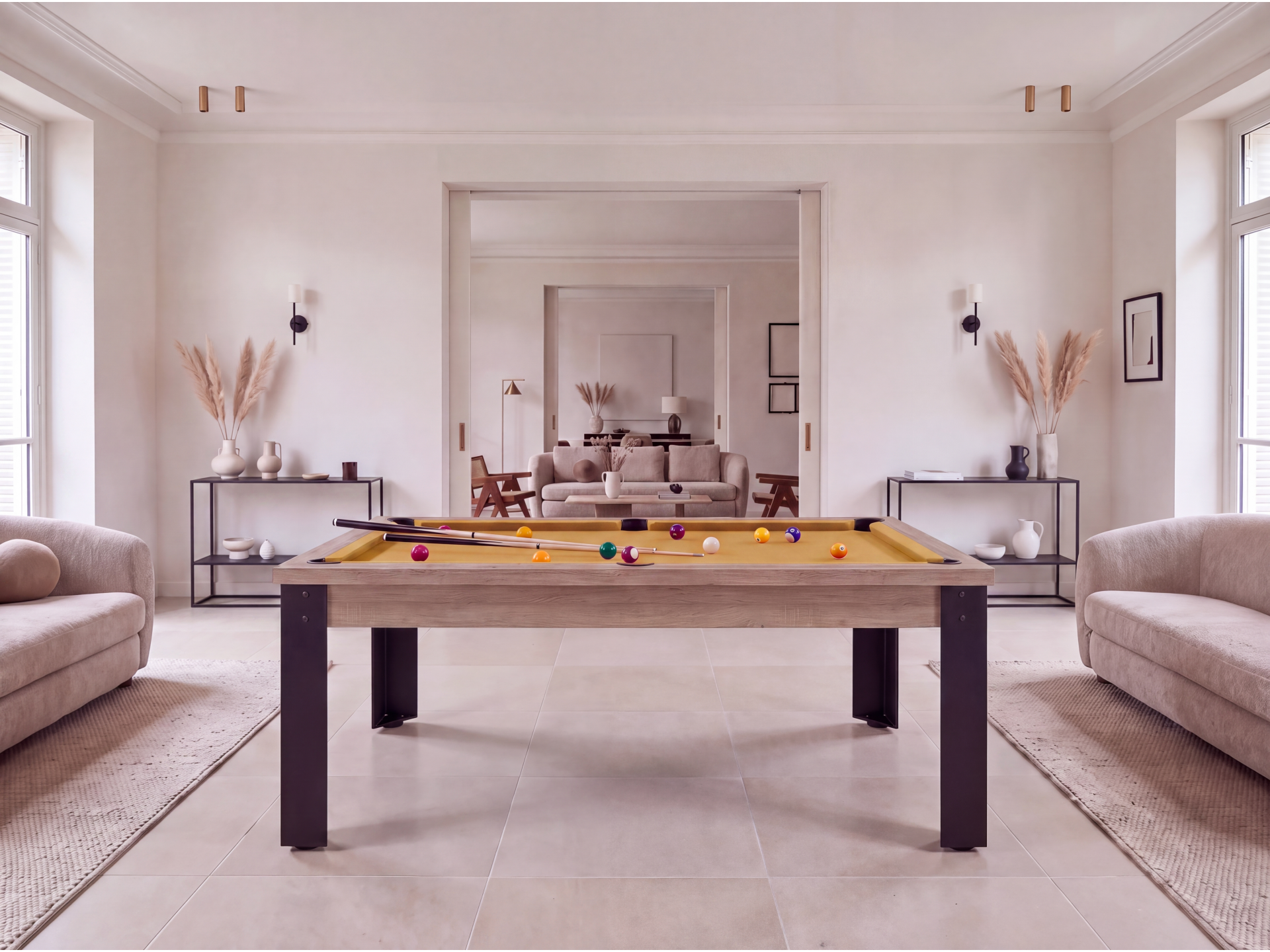 Table de billard convertible : Mendoza pieds métalliques
