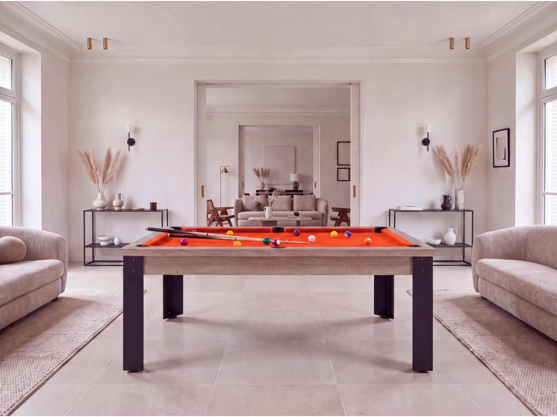 Table de billard convertible : Mendoza pieds métalliques