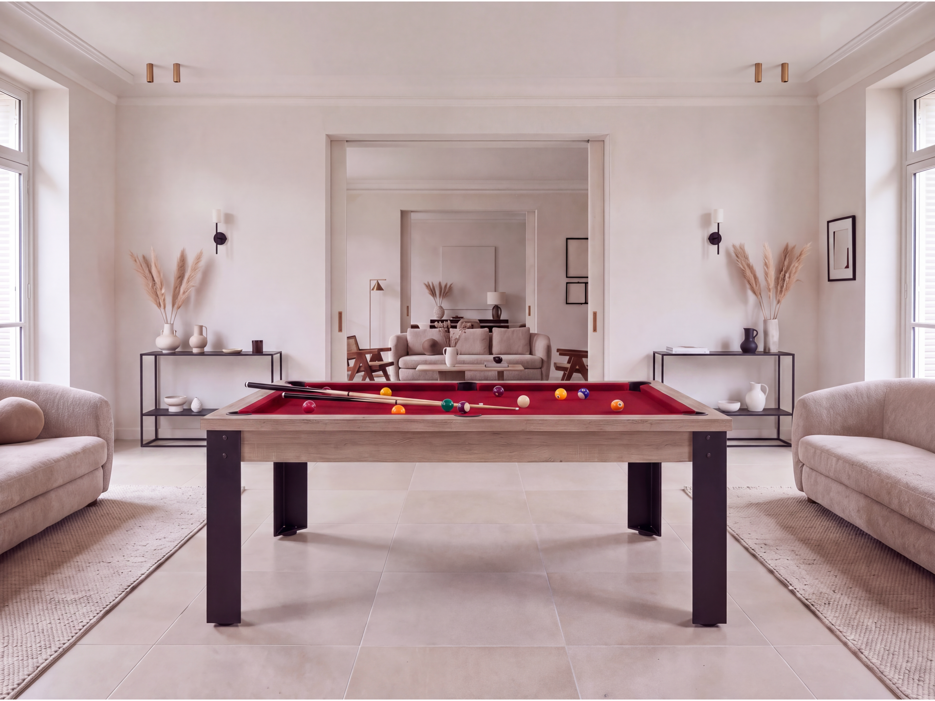 Table de billard convertible : Mendoza pieds métalliques