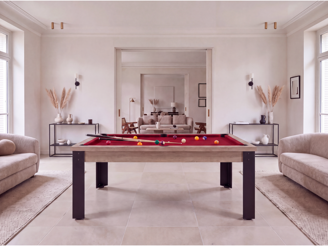 Table de billard convertible : Mendoza pieds métalliques