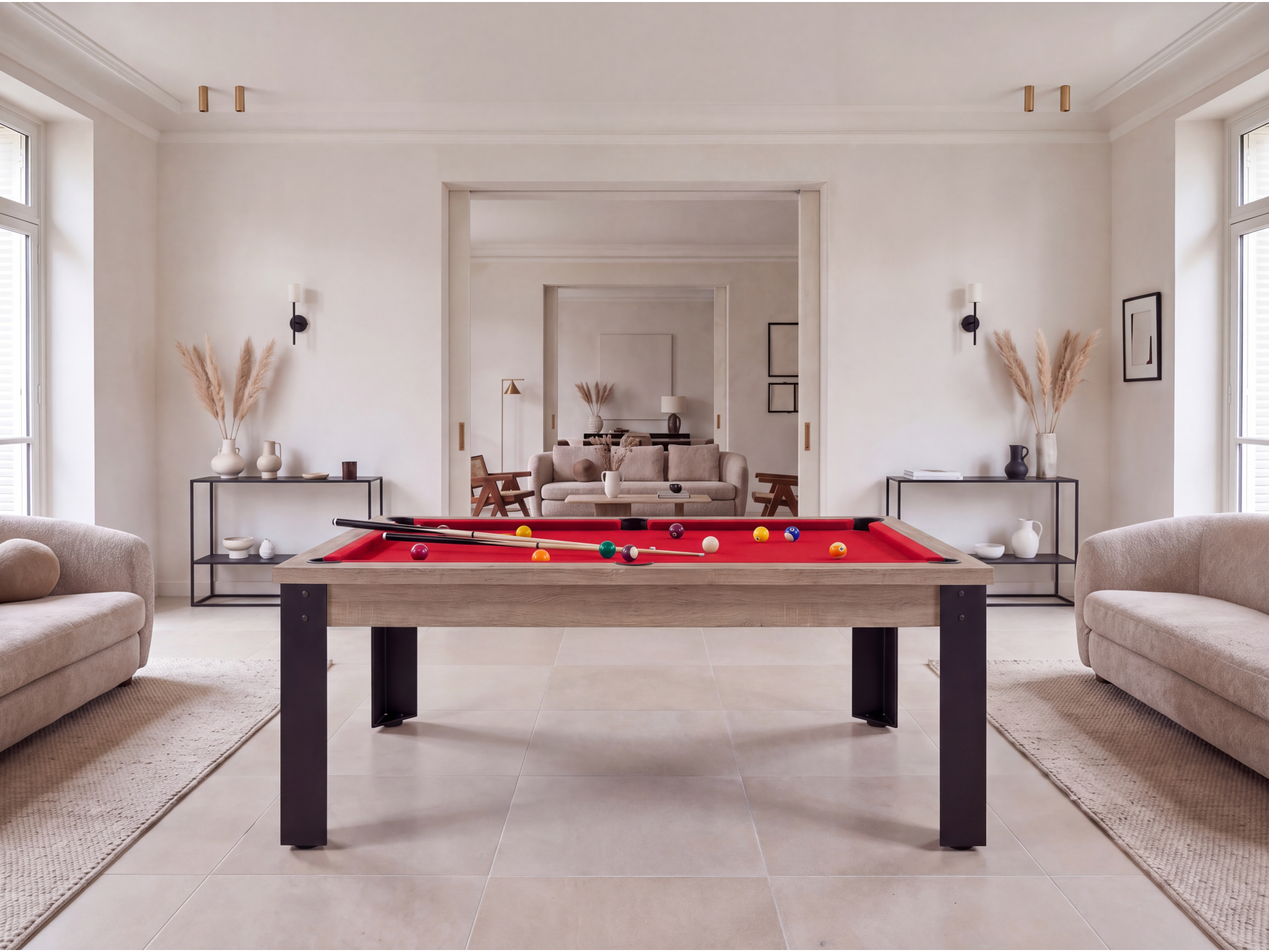 Table de billard convertible : Mendoza pieds métalliques