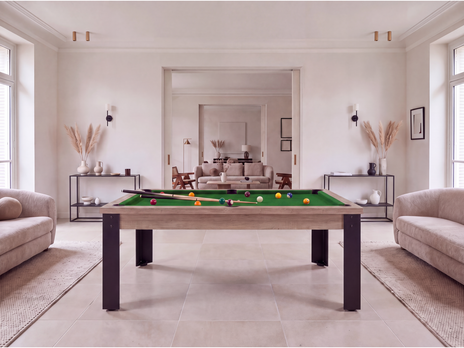 Table de billard convertible : Mendoza pieds métalliques
