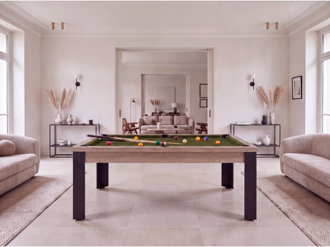 Table de billard convertible : Mendoza pieds métalliques