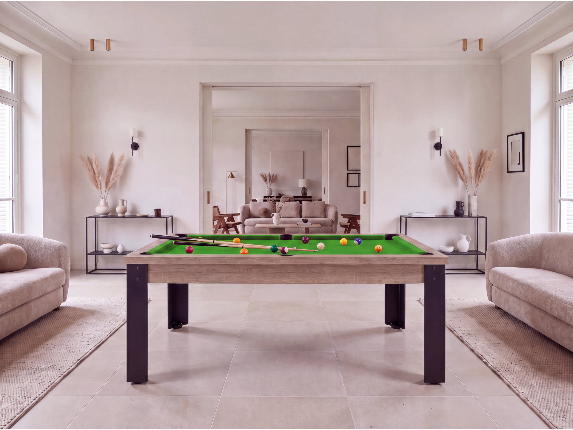 Table de billard convertible : Mendoza pieds métalliques