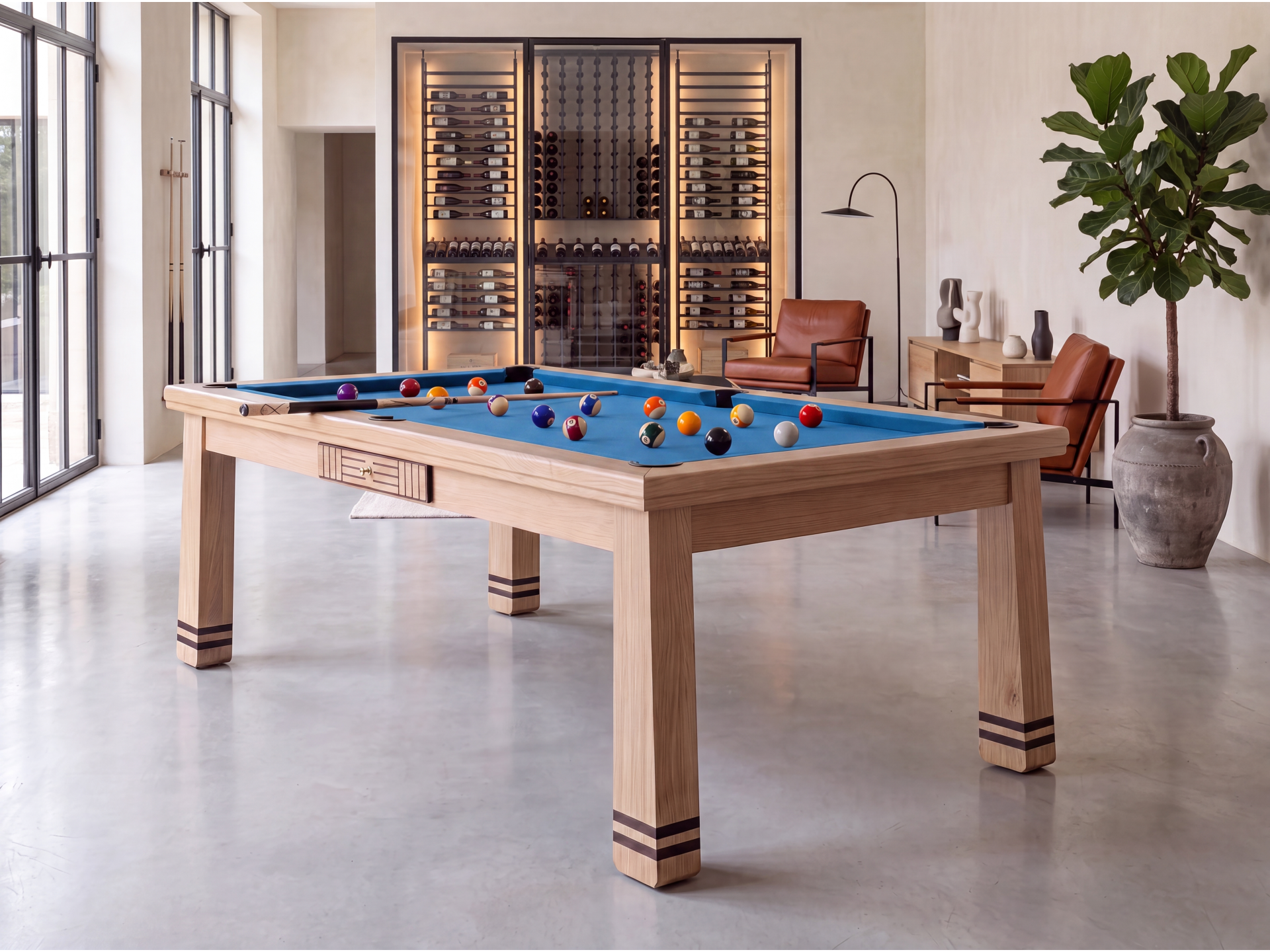 Billard table à manger : Pekin en chêne naturel