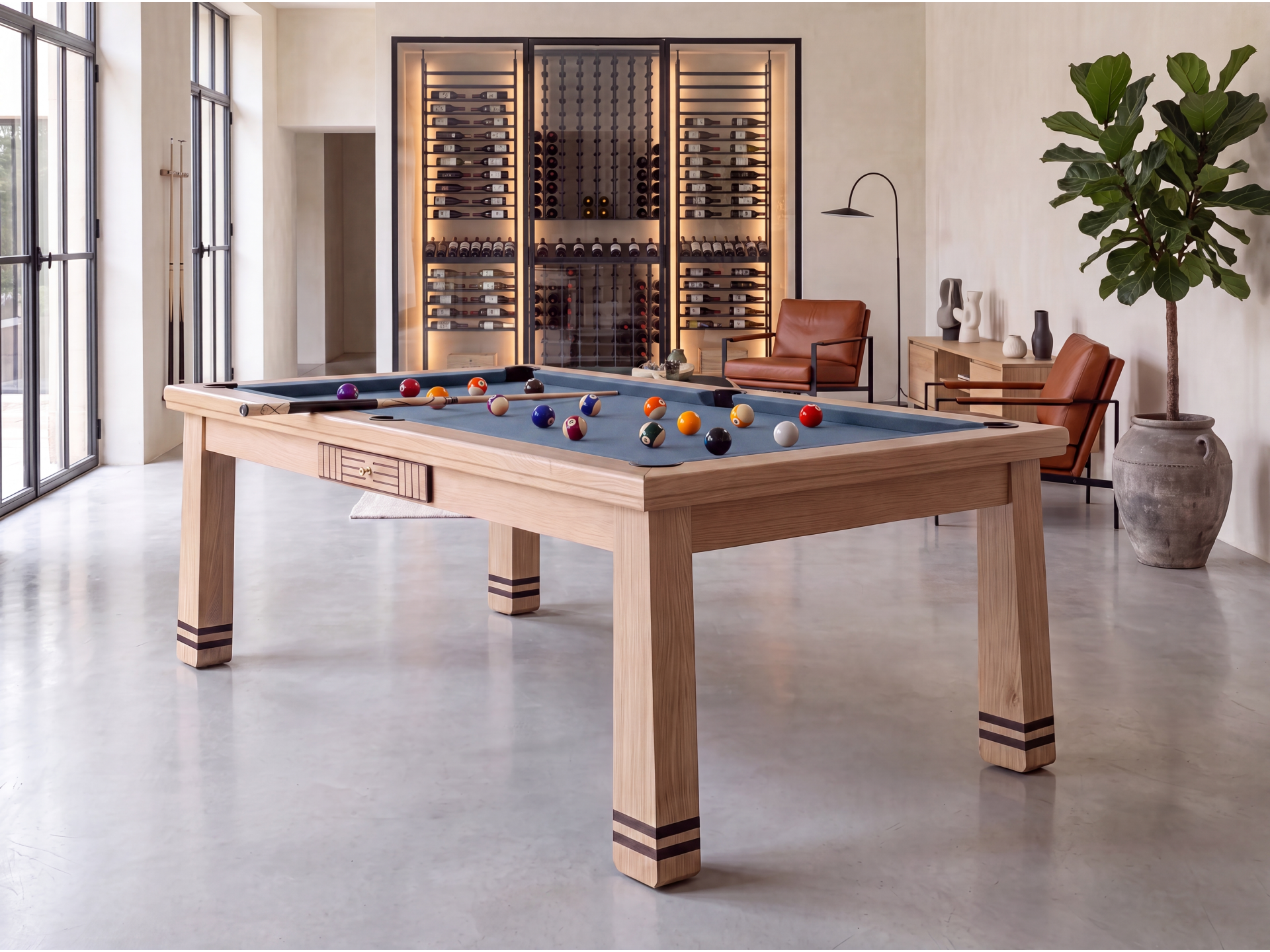 Billard table à manger : Pekin en chêne naturel
