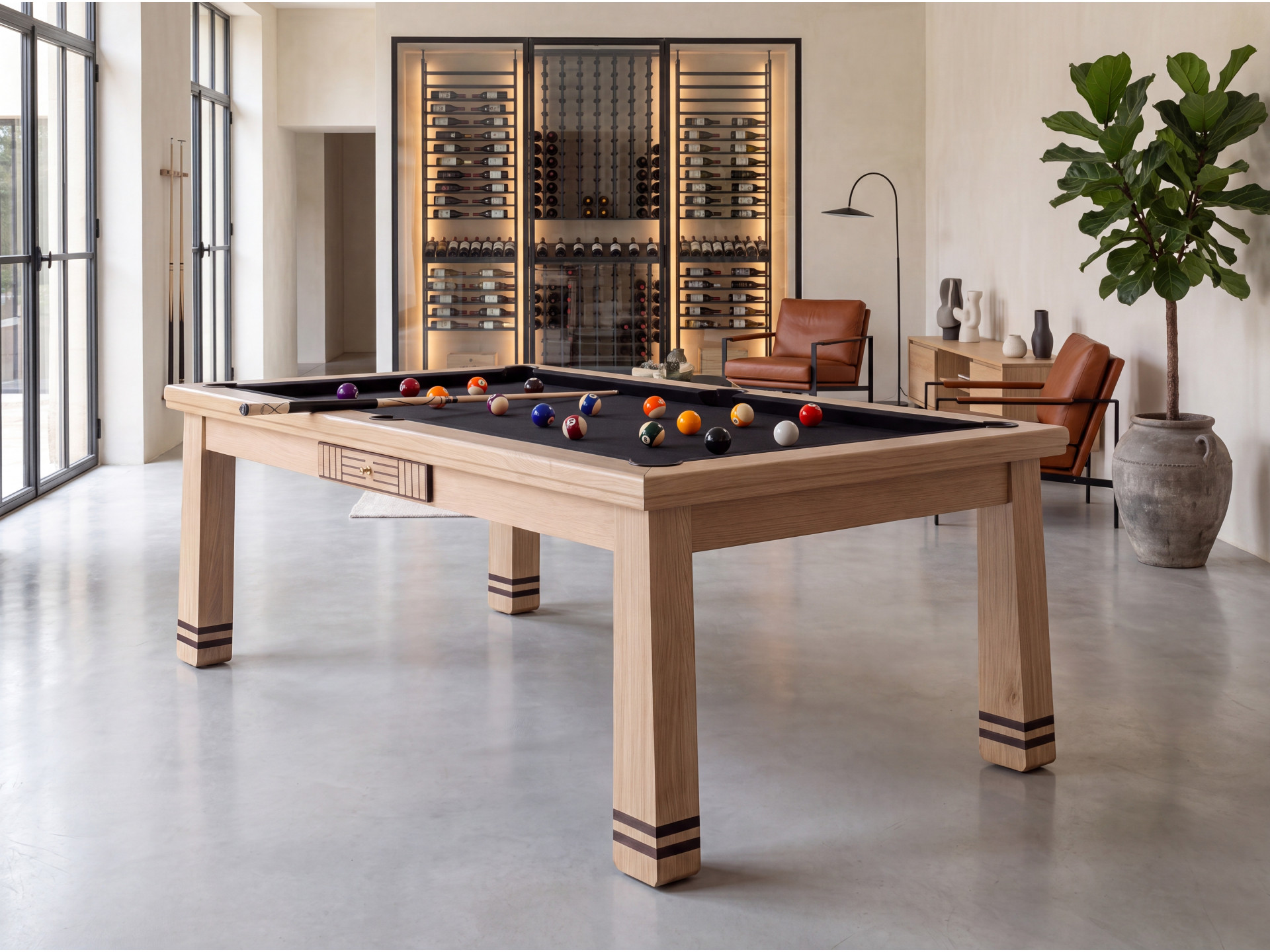 Billard table à manger : Pekin en chêne naturel