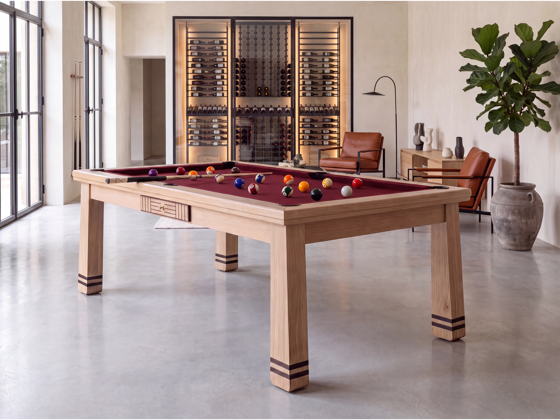 Billard table à manger : Pekin en chêne naturel