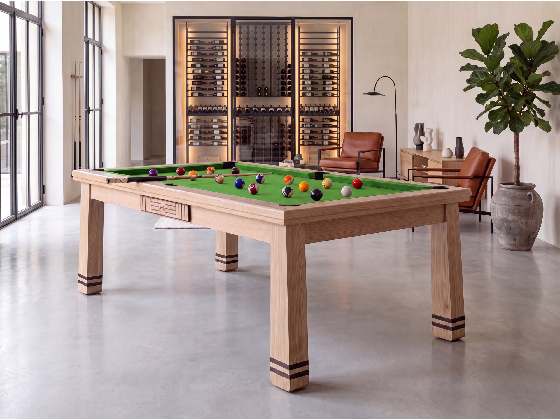 Billard table à manger : Pekin en chêne naturel