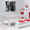 Table billard convertible, dessus de table bois et verre