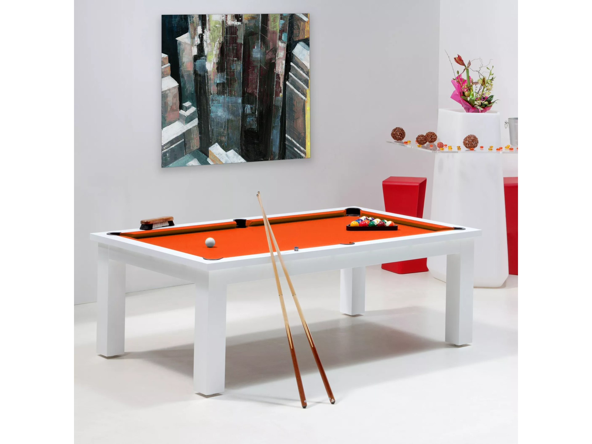 Billard orange, billard convertible table