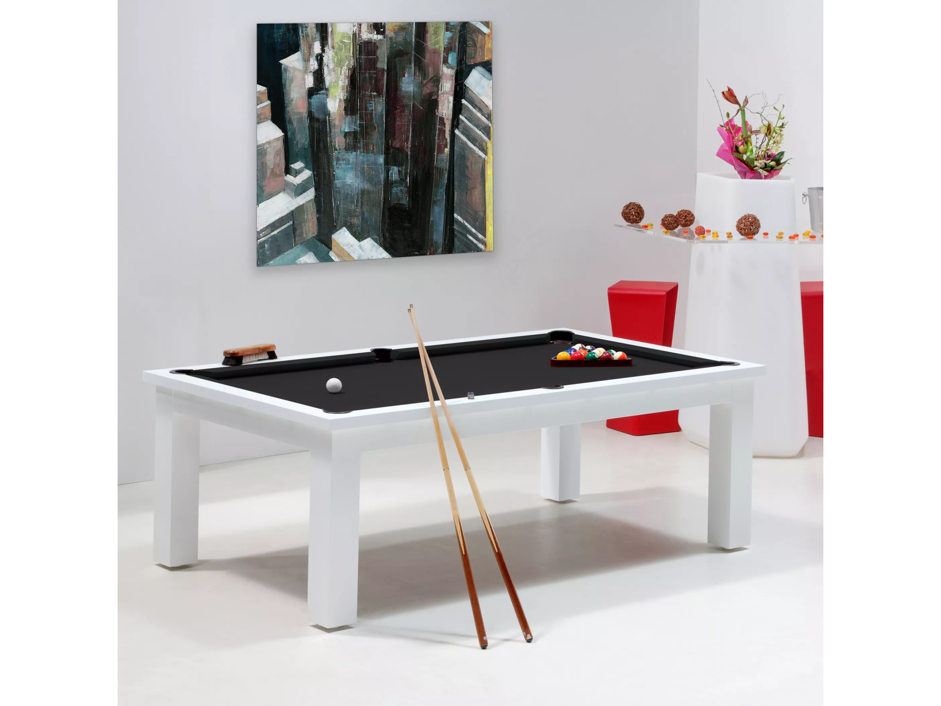 Billard noir, table de billard convertible