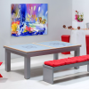 Table de billard transformable, dessus de table à manger verre et bois