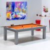 Billard transformable table, tapis orange et jeu pool