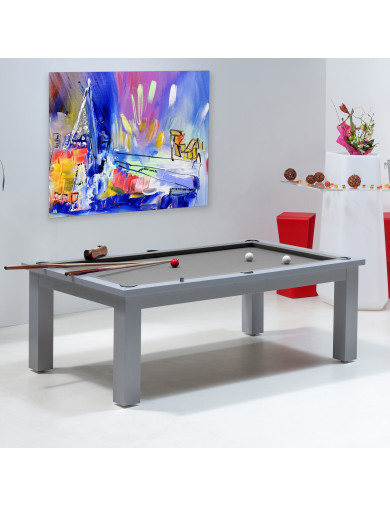 billard transformable, avec tapis gris